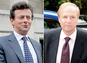 Atual executivo-chefe da britnica BP, Tony Hayward (esq.), que ser substitudo por americano Robert Dudley (dir.)