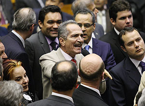 Relator do Código Florestal na Câmara, Aldo Rebelo (PCdoB-SP), durante votação em que o texto da reforma foi aprovado