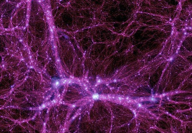 Simulao mostra possvel distribuio (em prpura) da energia escura no universo