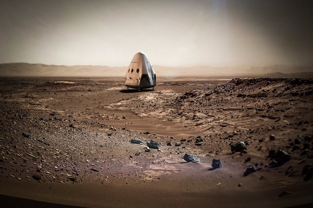 Concepção artística mostra meta ambiciosa da SpaceX --colonizar Marte; uma passagem para o planeta custaria US$ 200 mil
