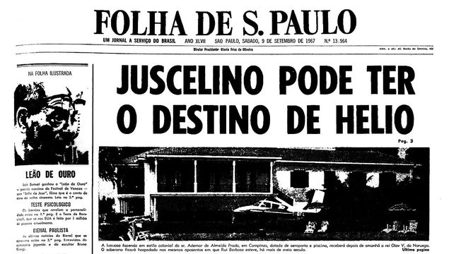 Primeira pgina da Folha de S.Paulo de 9 de setembro de 1967. (Foto: Folhapress)