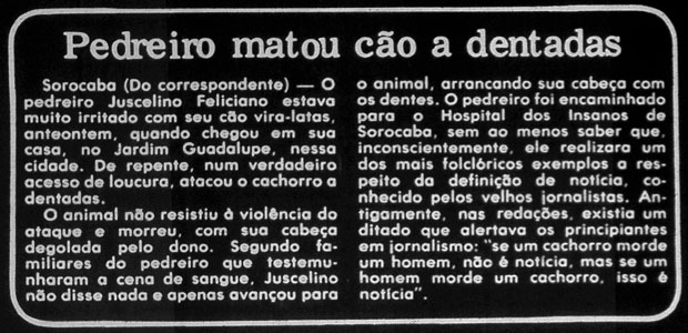 Seo "Acontece cada uma!" publicada no jornal Notcias Populares, na pgina 3, do dia 27 de agosto de 1980. (Foto: Folhapress)