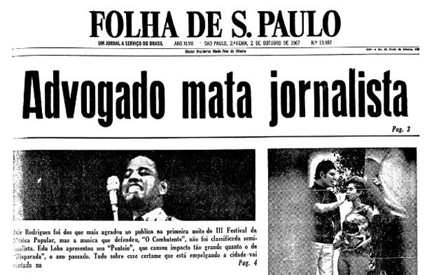 Primeira pgina da Folha de S.Paulo de 2 de outubro de 2017. (Foto: Folhapress)