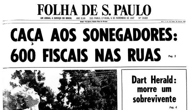 Primeira pgina da Folha de S.Paulo de 6 de novembro de 1967. (Foto: Folhapress)