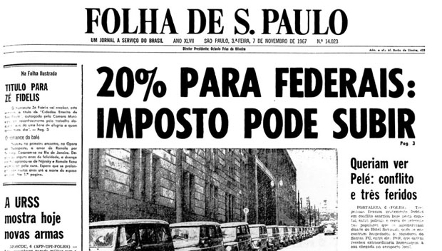 Primeira pgina da Folha de S.Paulo de 7 de novembro de 1967. (Foto: Folhapress)