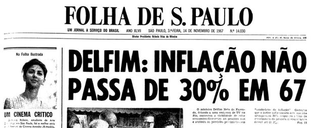 Primeira pgina da Folha de S.Paulo de 14 de novembro de 1967. (Foto: Folhapress)