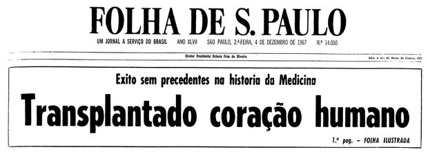 Primeira pgina da Folha de S.Paulo de 4 de dezembro de 1967. (Foto: Folhapress)