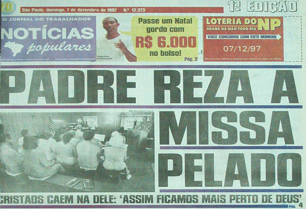 Manchete do "Notícias Populares" publicada em 7 de dezembro de 1997