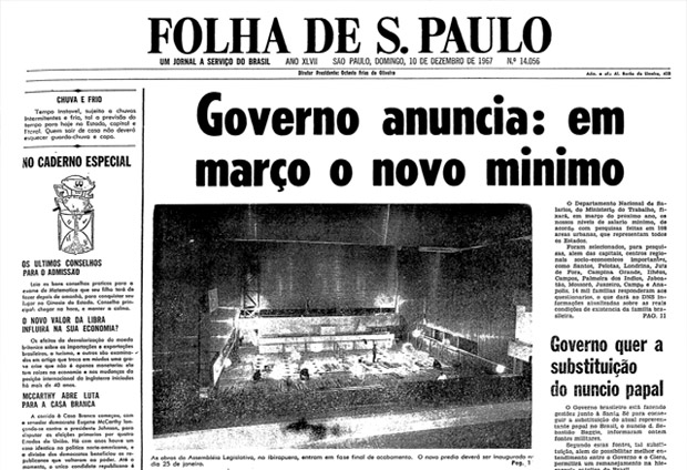 Primeira pgina da Folha de S.Paulo do dia 10 de dezembro de 1967