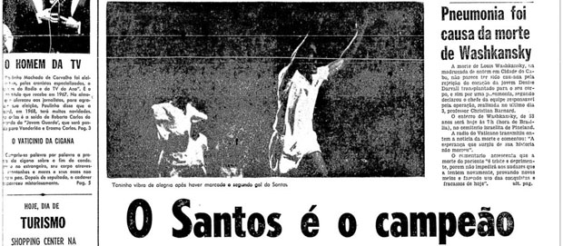 Detalhe da primeira pgina da Folha de S.Paulo de 22 de dezembro de 1967. (Foto: Folhapress)