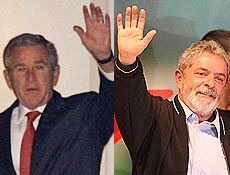 George W. Bush e presidente Lula discursam durante visita a terminal da Transpetro