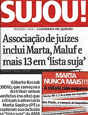 Campanha de Kassab explora inclusão de Marta em "lista suja" divulgada pela AMB