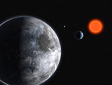 Desenho mostra como seria o sistema planetário em torno da estrela Gliese 581