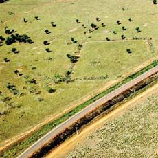 Foto área mostra um dos diversos geoglifos identificados no solo do Estado do Acre 