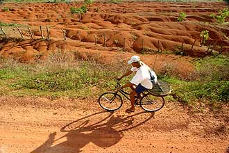Garimpeiro Juraci Barbosa da Cunha, 50, em estrada de área no sul do Piauí que tem um dos maiores índices de desertificação do Brasil