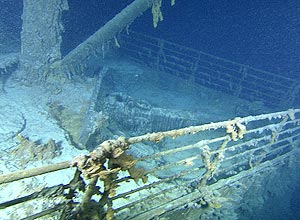 Imagem da proa do Titanic obtida pela nova expedio enviada ao transatlntico; objetivo da misso  obter mapa 3D do navio