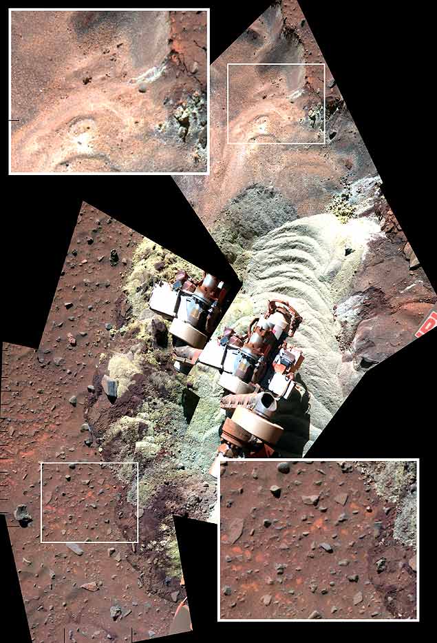 Uma das rodas quebradas do rob revolveu areia de Marte e permitiu anlise mais profunda do solo