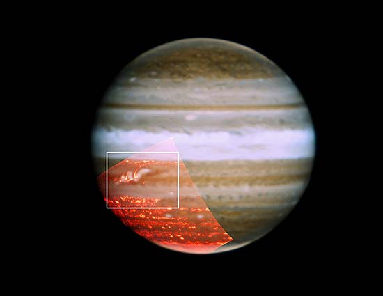 Simulação colorida de listra de Júpiter mostra a região que ficou branca no começo deste ano e volta agora ao normal