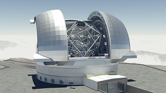 Concepção artística do supertelescópio; aparelho terá espelho de metros e custará 1 bilhão de euros