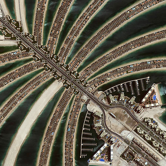 Vista do arquipélago artificial Palm Island, em Dubai, nos Emirados Árabes Unidos