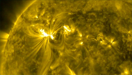 Imagem da região do Sol onde as explosões ocorreram 