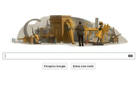 Pgina de buscas do Google, que homenageia o arquelogo britnico Howard Carter (1874-1939)