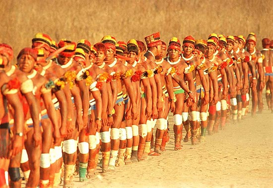 Quarup, cerimônia intertribal realizada no Xingu em homenagem aos mortos no Parque Indígena do Xingu (Jefferson Rudy/Folhapress) 