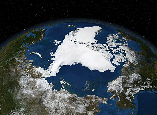 Imagem de satlite mostra o oceano rtico no vero de 2007, outra mnima recorde