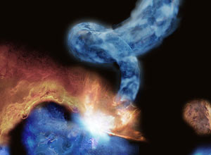 Coliso de nuvens moleculares cria 'espiral' no espao