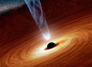 Ilustração mostra buraco negro supermassivo na galáxia NGC 1365