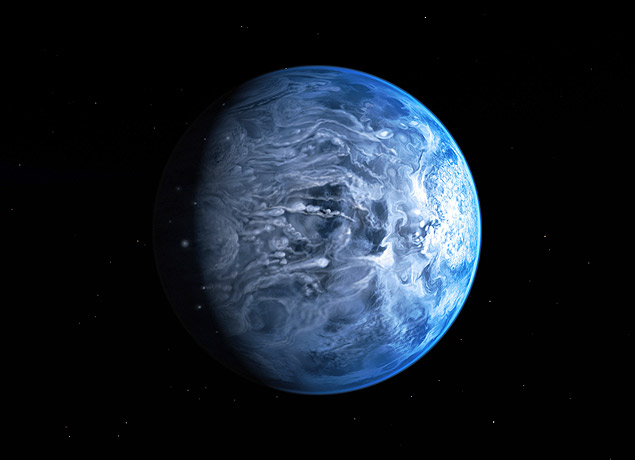 Concepo artstica do planeta HD 189733b, um gigante gasosos gigante cuja rbita  muito prxima de sua estrela