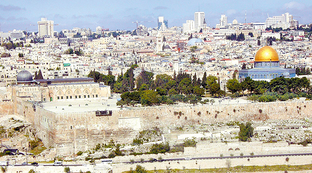 Vista panor�mica de Jerusal�m (Israel), com destaque para Domo da Rocha, sonho de consumo dos arque�logos 