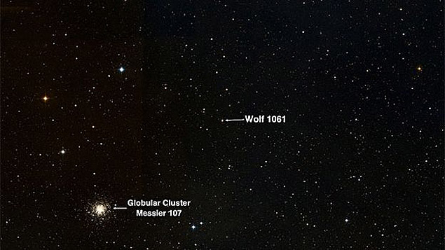 A localizao da estrela Wolf 1061 (Imagem: Universidade de Nova Gales do Sul)