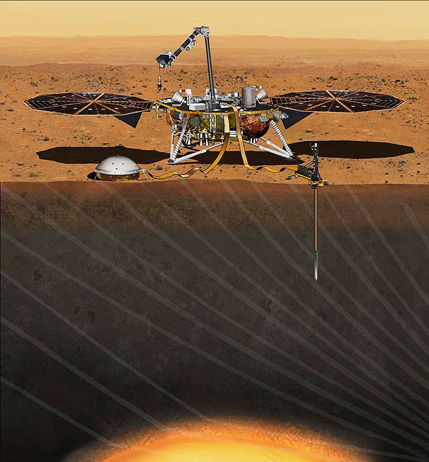 Rascunho da sonda InSight, que ser enviada para Marte em 2018