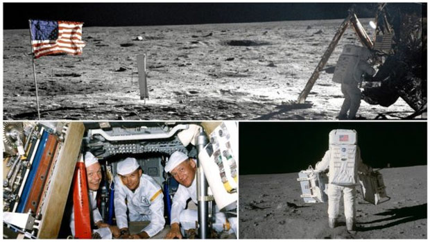 Neil Armstrong na Lua, a equipe da Apollo 11 e a coleta de material lunar
