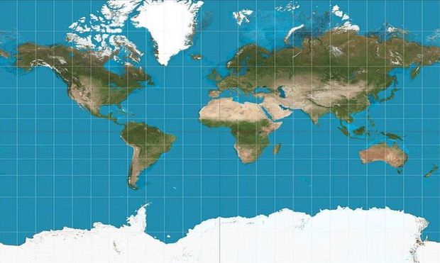 No mapa de Mercator, a Groenlndia  quase do tamanho da frica