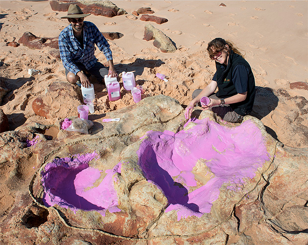 Pesquisadores examinaram pegadas de dinossauro em rochas de at 140 milhes de anos