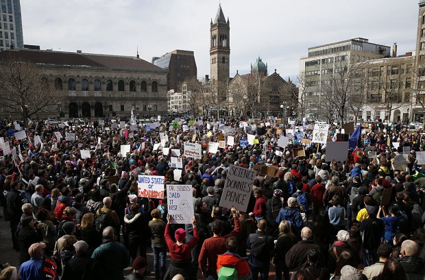 Em fevereiro, pesquisadores fizeram protesto em Boston, durante congresso cientfico