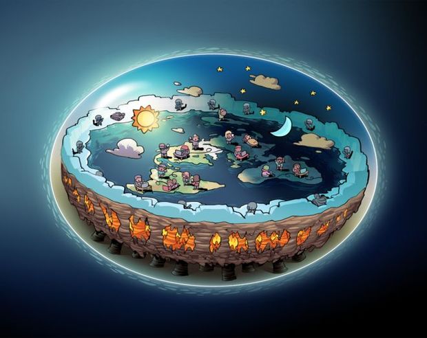 Para os terraplanistas, o planeta seria um disco e o cu, uma cpula em formato circular
