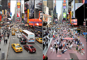 antes e depois da Times Square, em NY