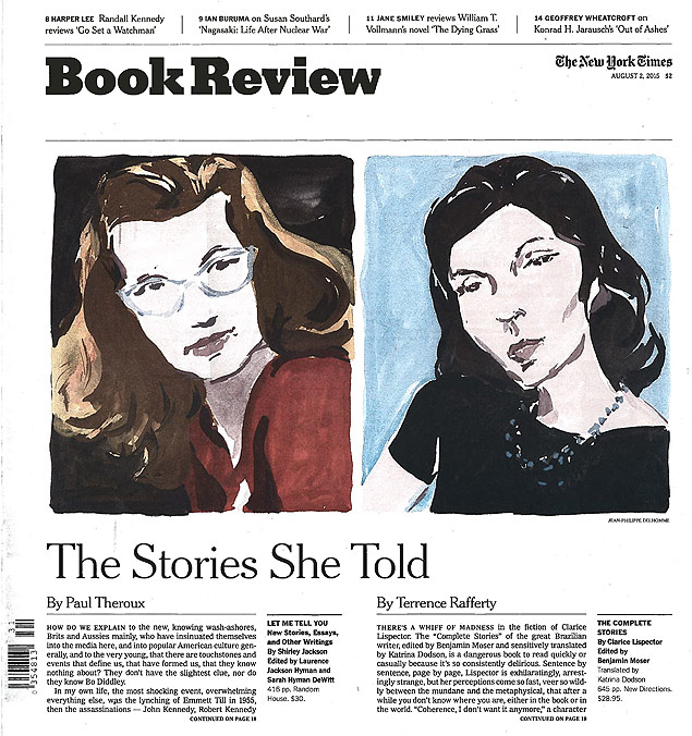 Capa do suplemento "Book Review", do "New York Times", do prximo dia 2 de agosto, com Clarice Lispector
