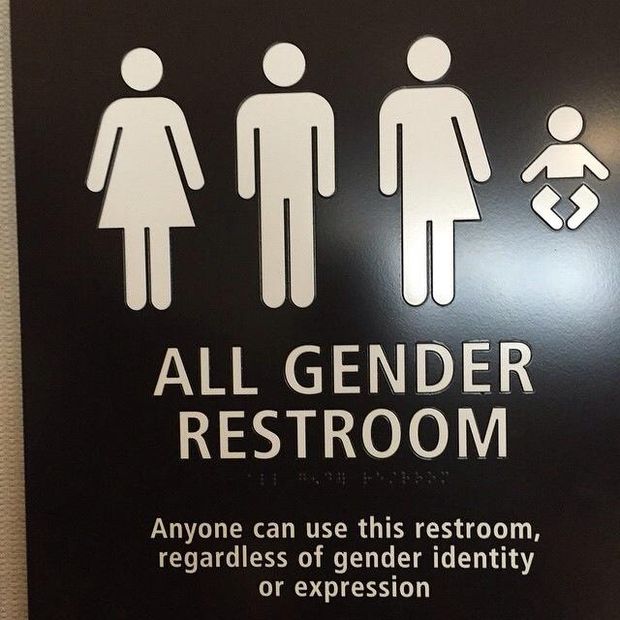 Placa de banheiro unisex, sem restrio de gnero