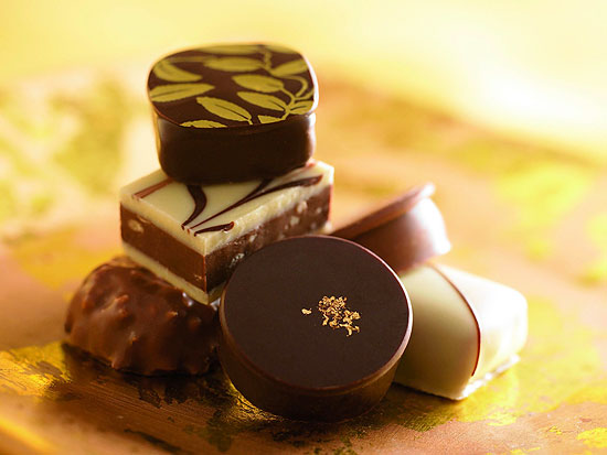 Bombons e chocolates da Valrhona (foto), marca "premium" de chocolate, que também vende cafés e chás