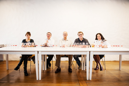 Os jurados da degustação: Gabriela Monteleone, Gianni Tartari, Mário Telles Jr., Jorge Lucki e Suzana Barelli 