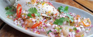 Ceviche de caranguejo e lagostins que será servido no jantar – Divulgação