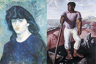 "O Retrato de Suzanne Bloch" (esq.) e "O Lavrador de Caf", obras que haviam sido furtadas do Masp em dezembro de 2007