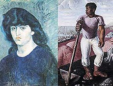 "O Retrato de Suzanne Bloch", de Picasso; e  dir., "O Lavrador de Caf", de Portinari