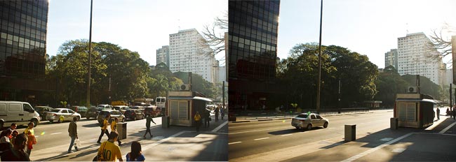 Imagens mostram movimentao na avenida Paulista antes e durante o jogo do Brasil contra o Chile, pela Copa