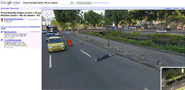 Imagem registrada no Rio de Janeiro e que estava disponível no Google Street View; cena já foi retirada do ar