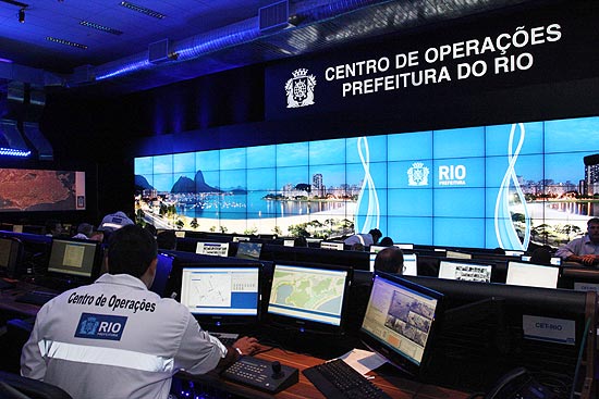 Centro de Operações da Prefeitura do Rio, que reúne informações de 30 órgãos municipais e concessionárias